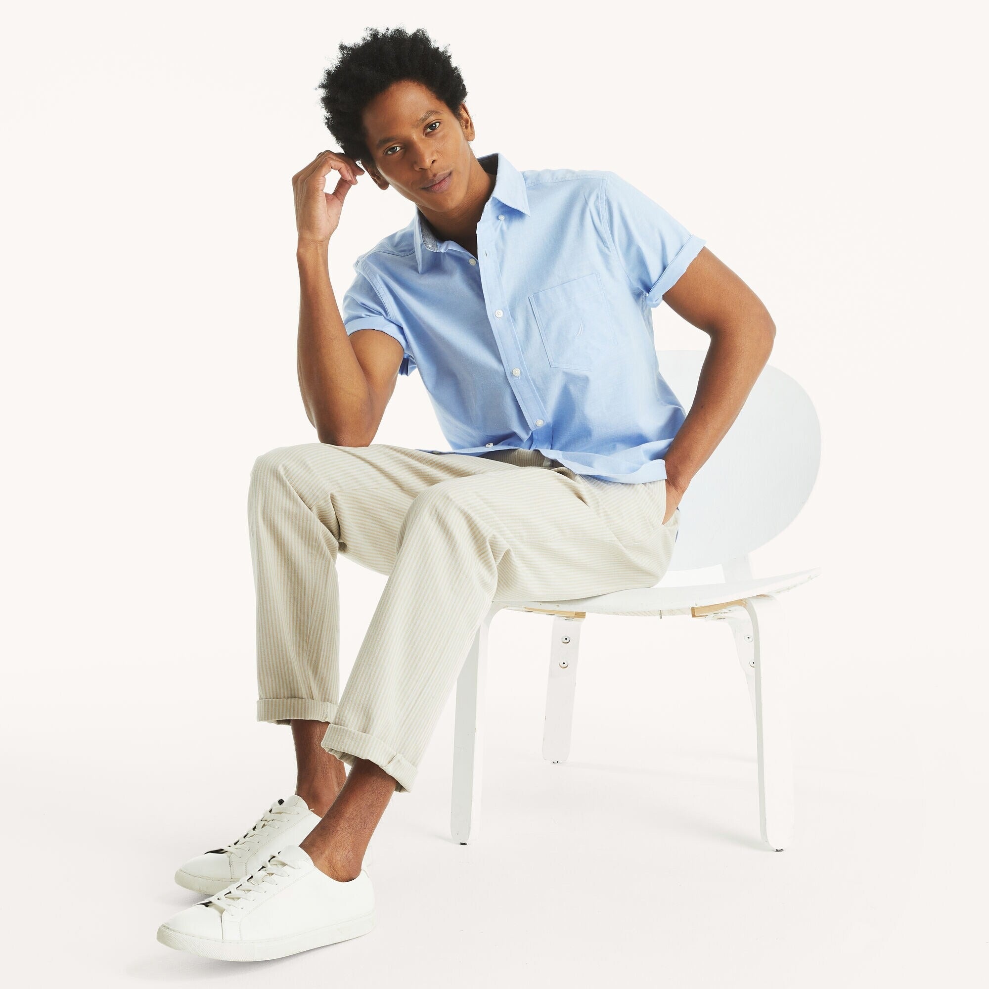 Camisa manga corta unicolor oxford