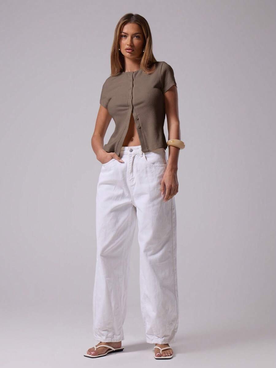 Blusa acanalada con botones