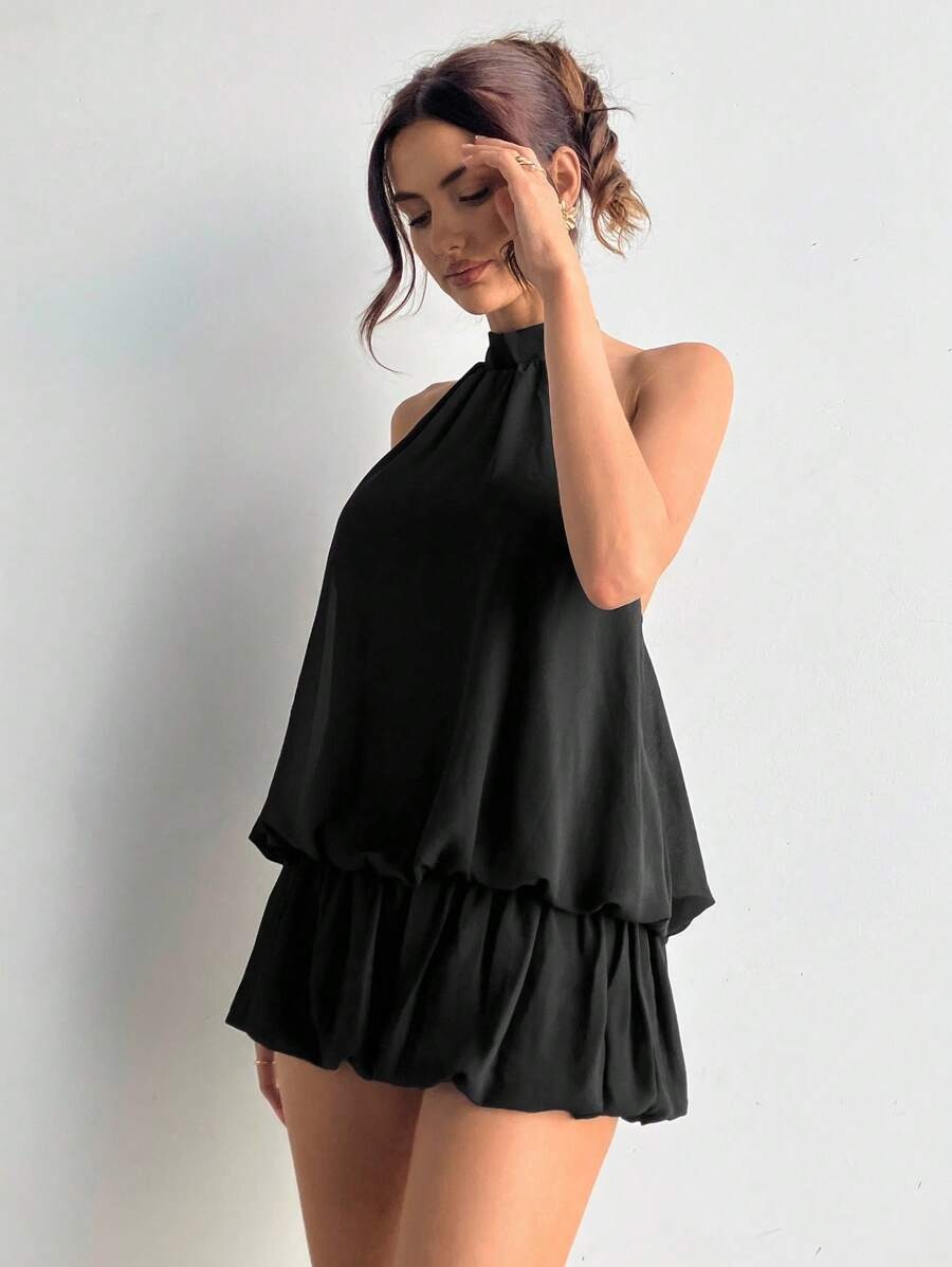 Vestido holgado sin mangas con dobladillo de volantes