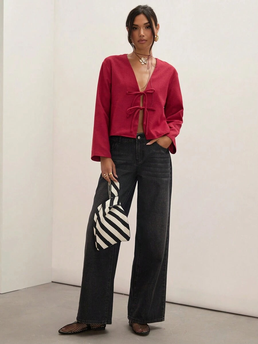Blazer con lazos delanteros