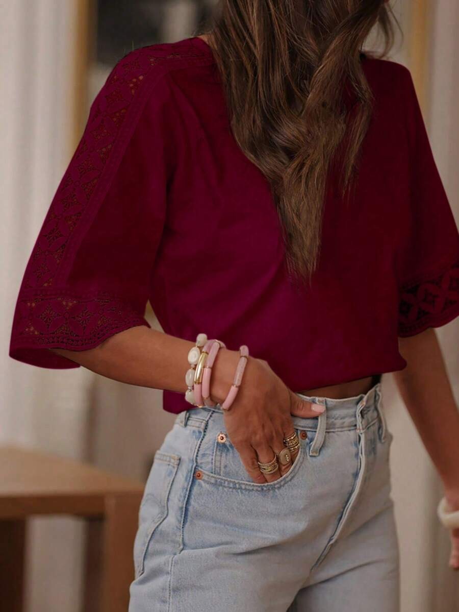 Blusa de mangas tejida
