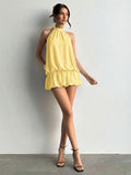 Vestido holgado sin mangas con dobladillo de volates
