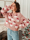 Sweaters con estampado de Papá Noel y hombros caídos