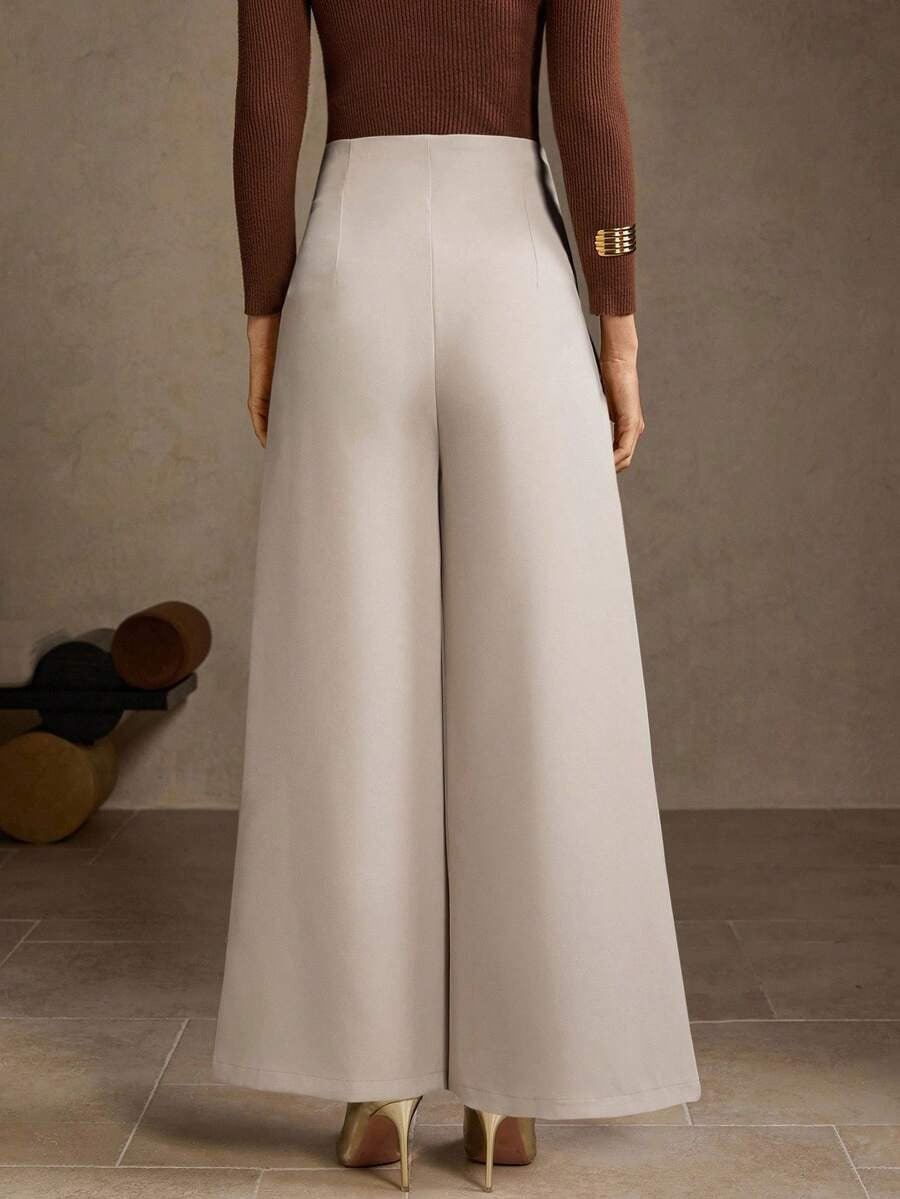 Pantalones de cintura alta y pierna ancha