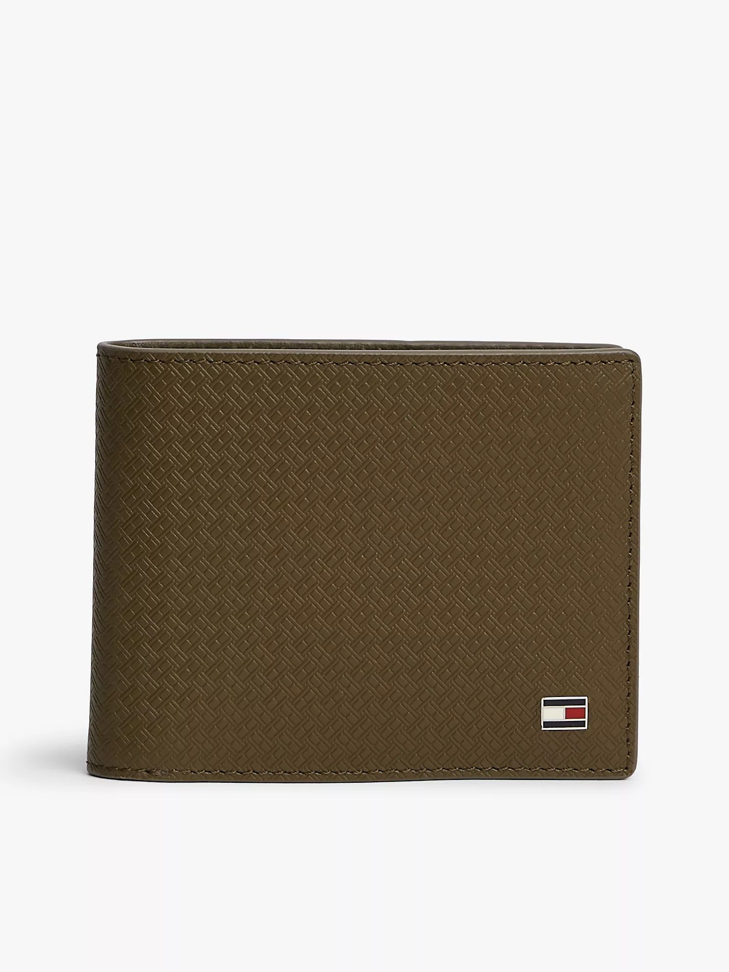 Cartera plegable de cuero con logotipo de bandera estampado