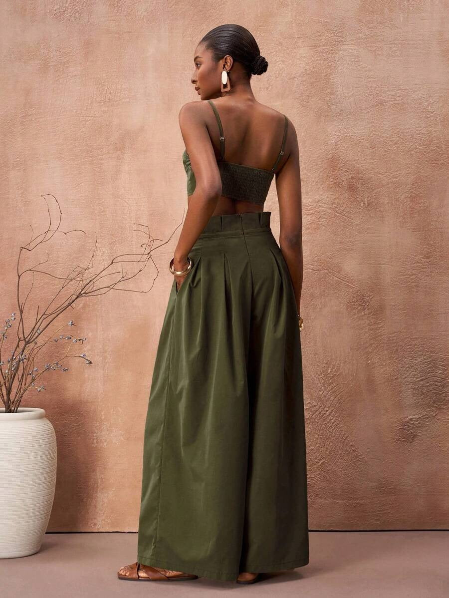 Conjunto de camiseta de tirantes con bolsillos y pantalones