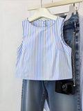 Blusa casual sin mangas de rayas