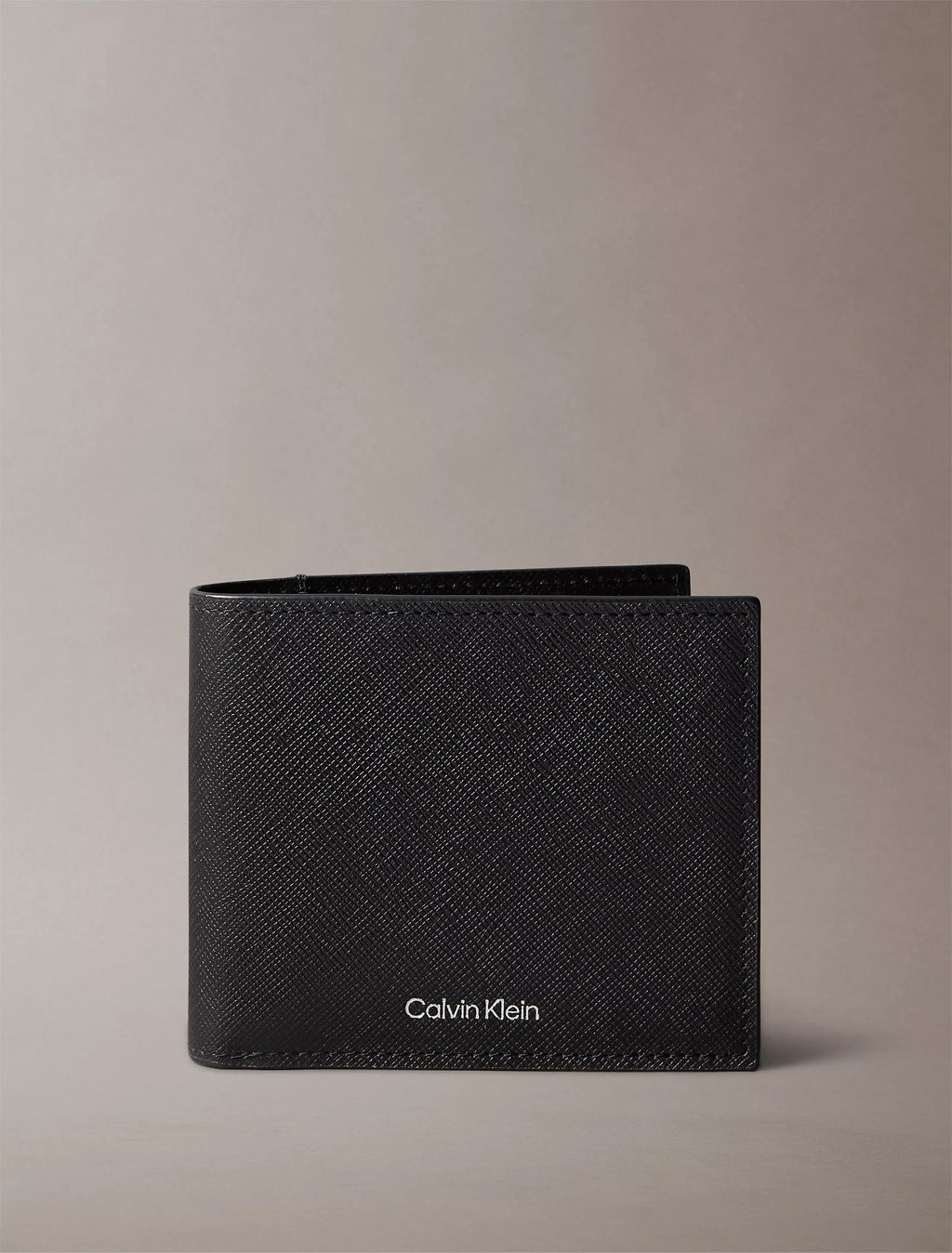 Cartera de caballero plegable de piel saffiano