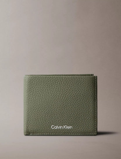 Cartera de caballero plegable de piel granulada