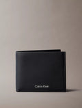 Cartera de caballero plegable de piel granulada sin costura superior