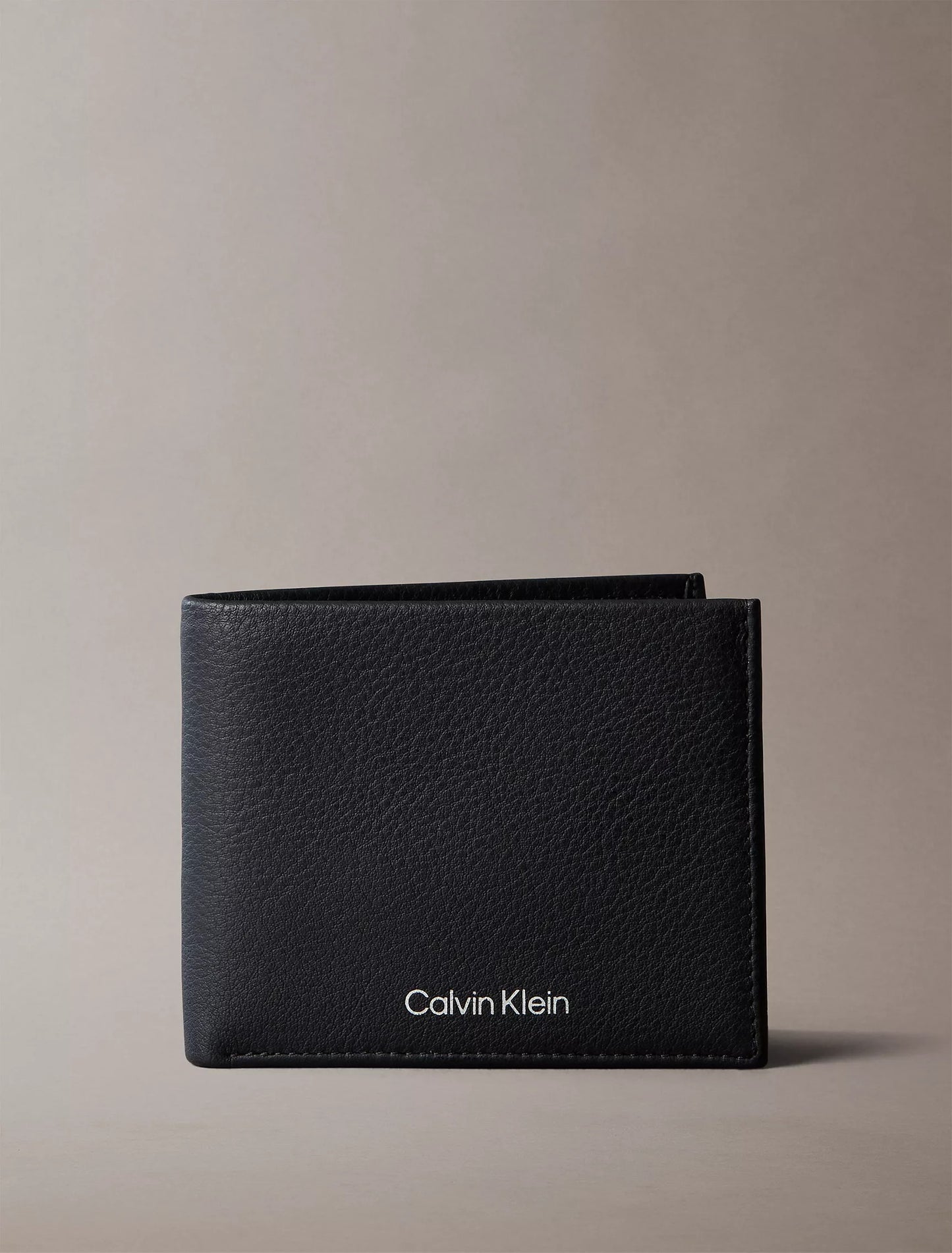 Cartera de caballero plegable de piel granulada sin costura superior