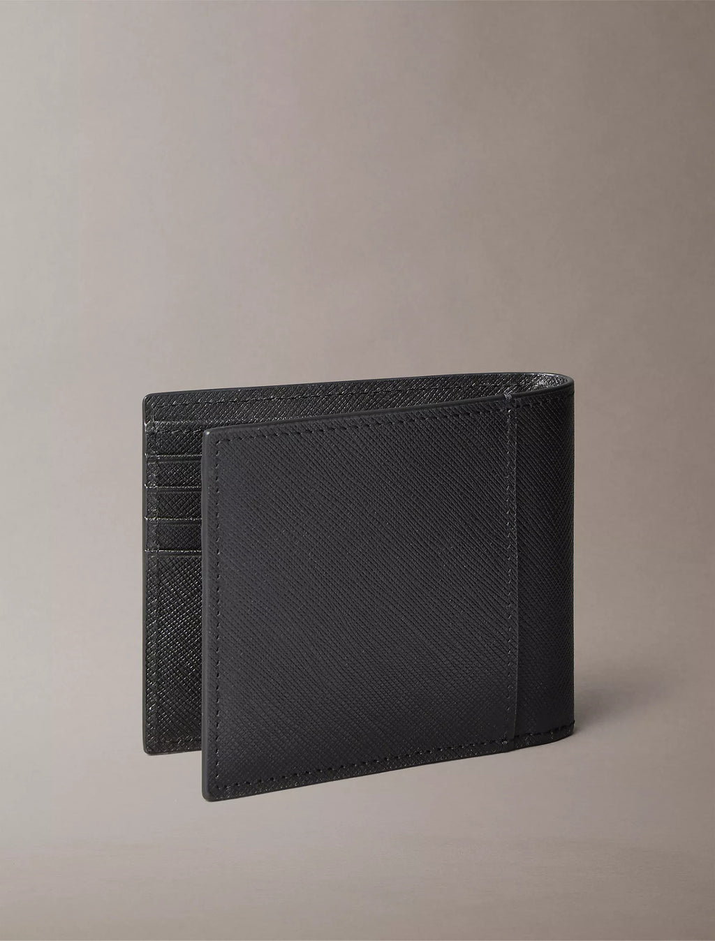 Cartera de caballero plegable de piel saffiano