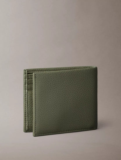 Cartera de caballero plegable de piel granulada