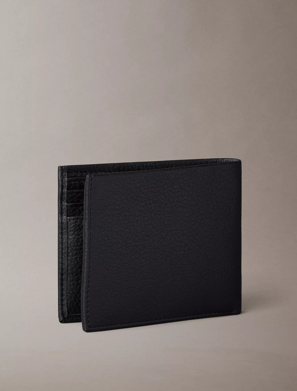 Cartera de caballero plegable de piel granulada sin costura superior