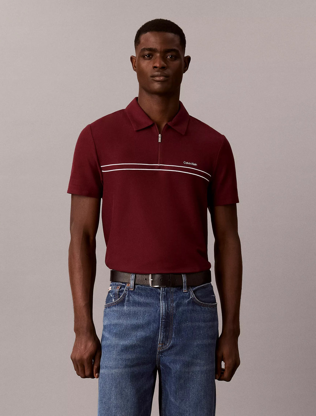 Chemise regular con cremallera y linea central