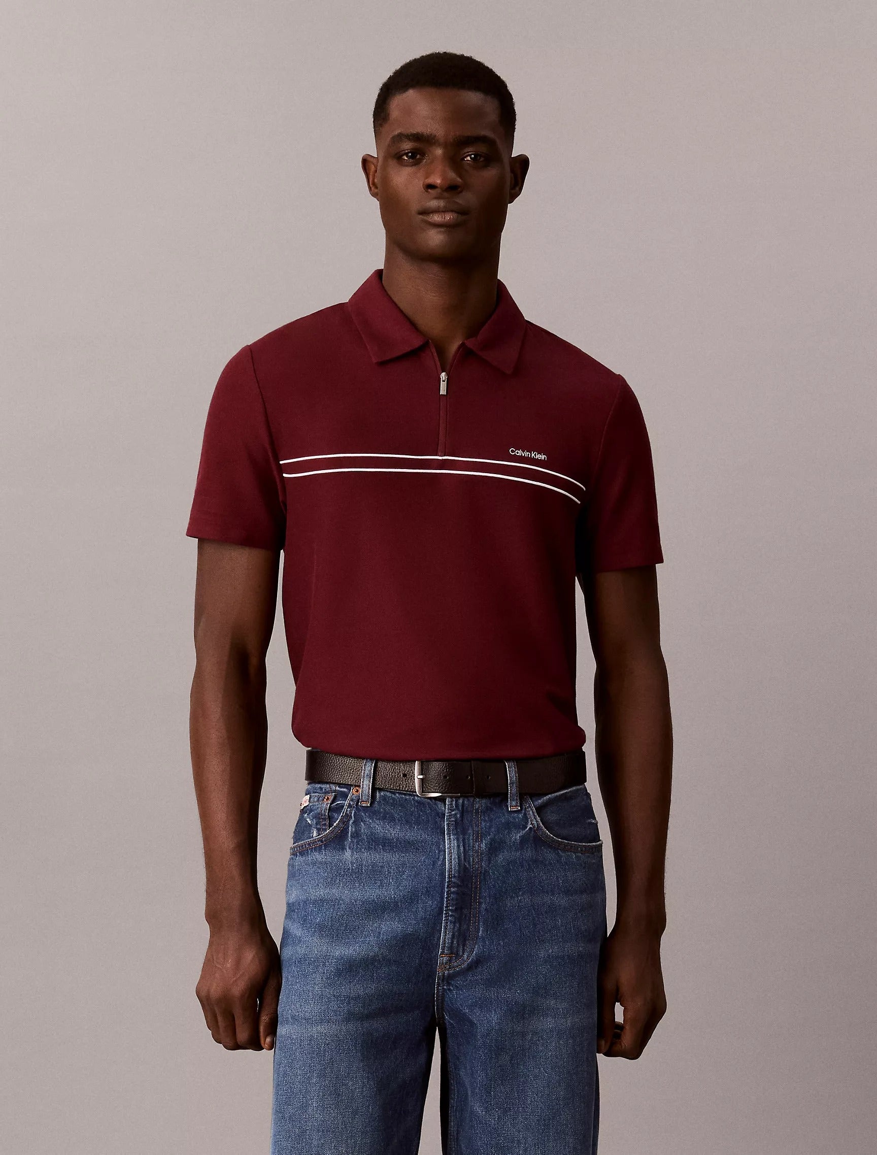 Chemise regular con cremallera y linea central