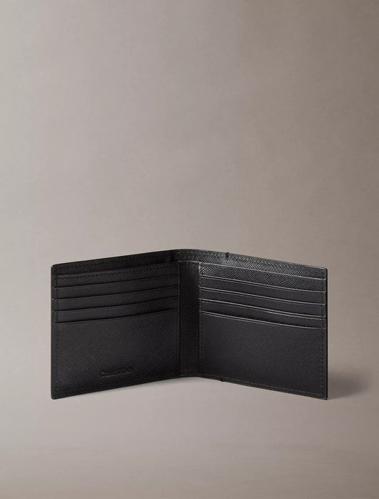 Cartera de caballero plegable de piel saffiano