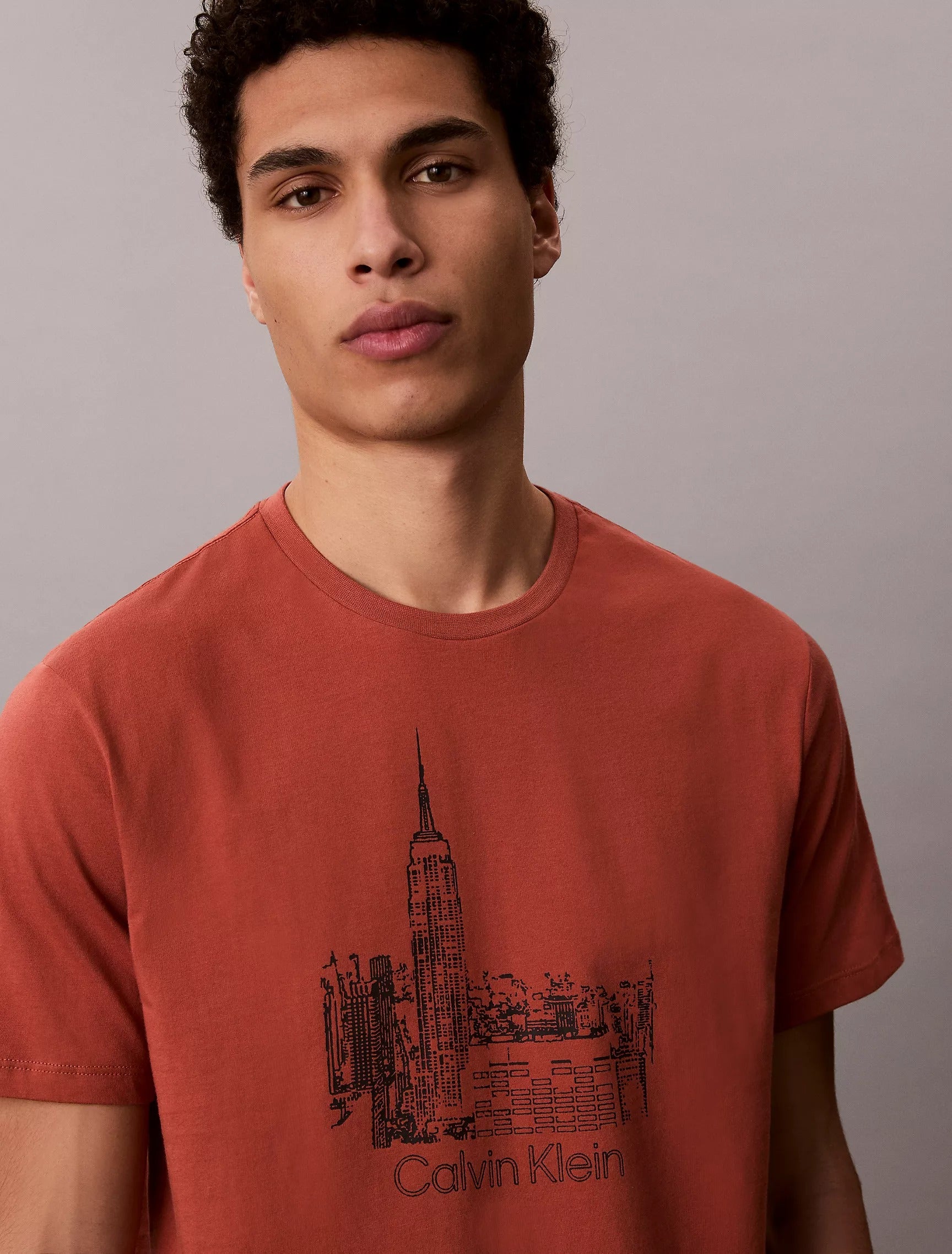Franela cuello redondo con estampado de ciudad