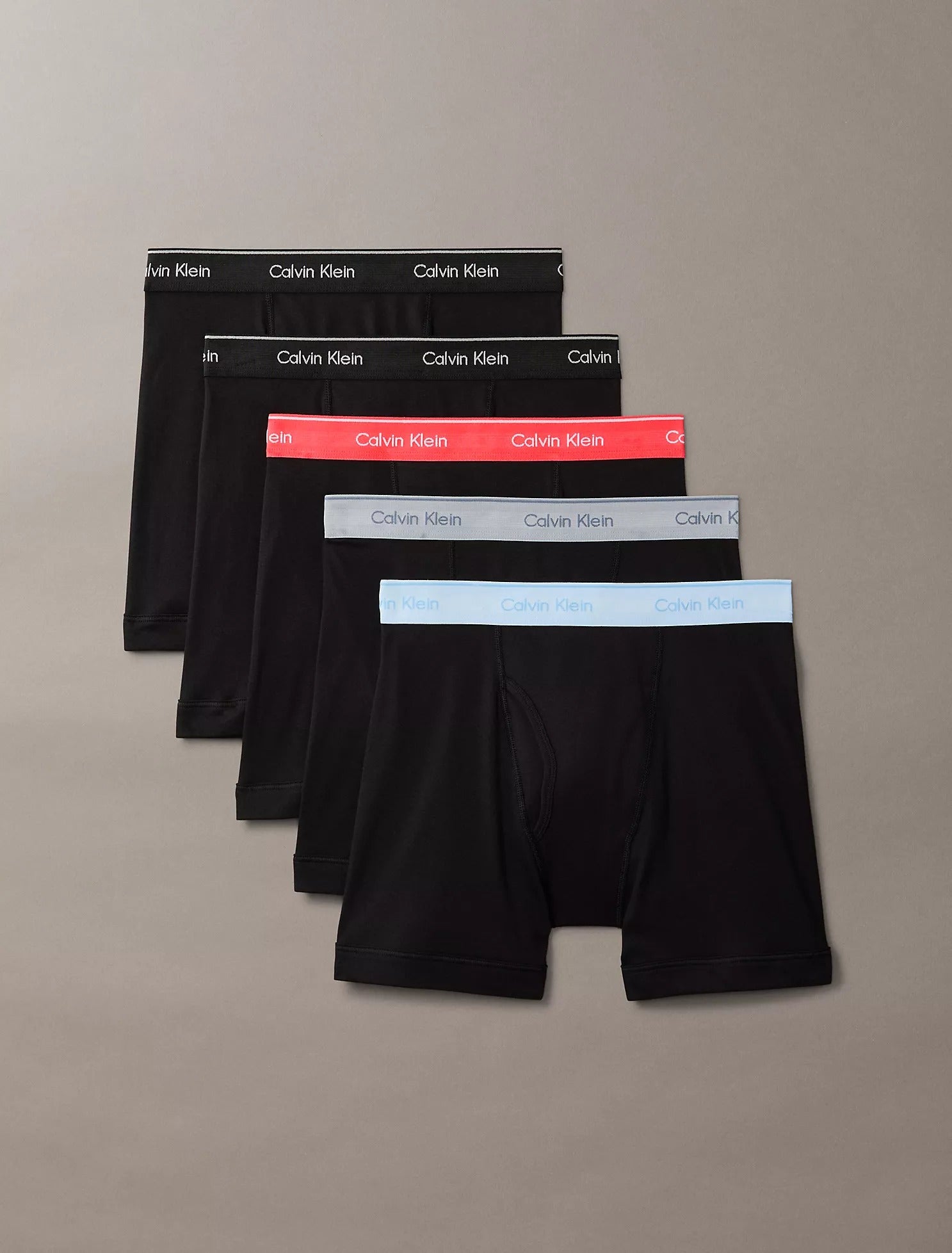 5 Pack Boxer largos de algodón con logo en cinta