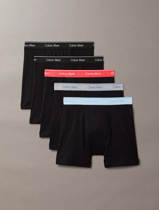 5 Pack Boxer largos de algodón con logo en cinta