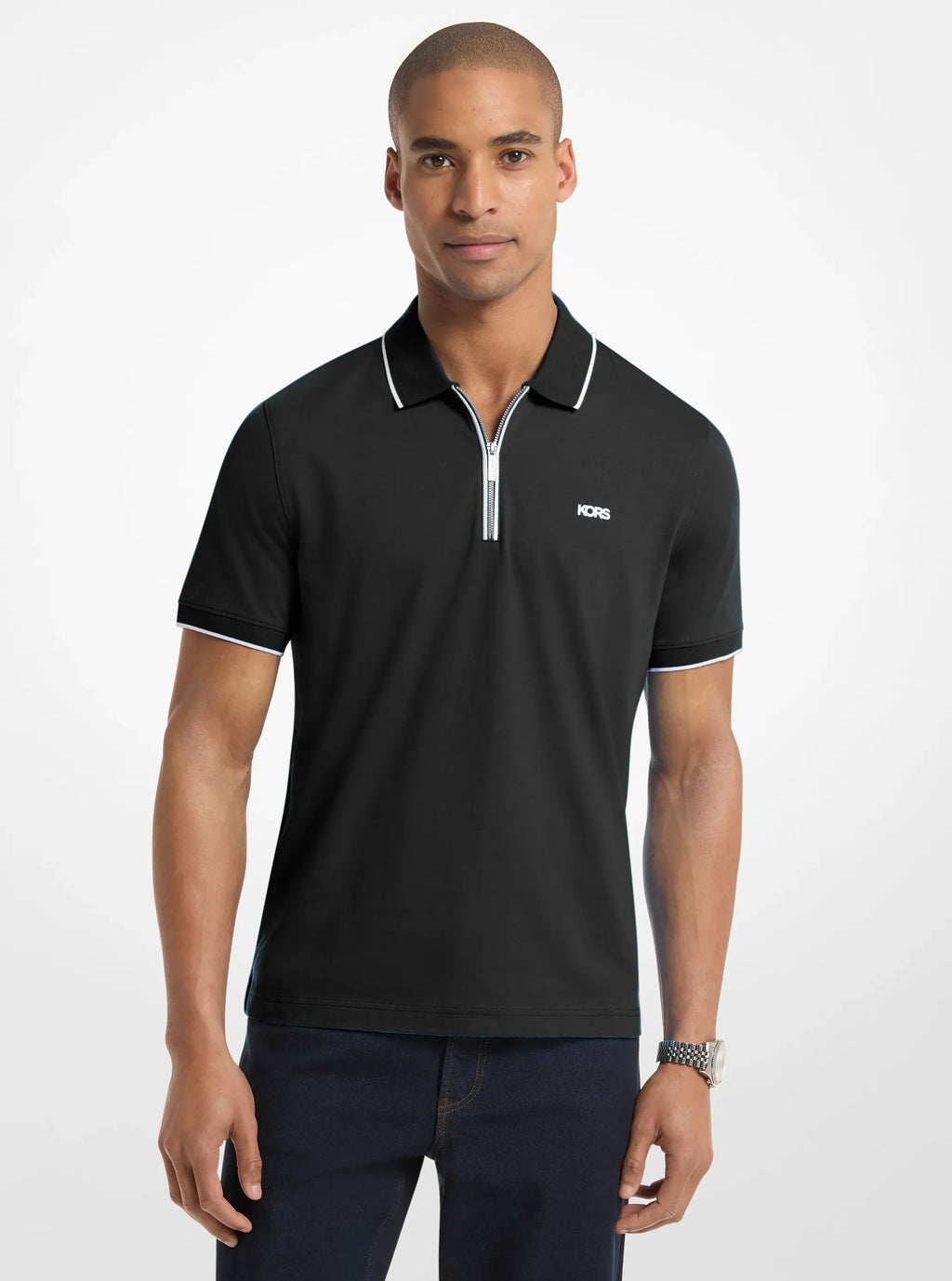 Chemise de algodón con cuello y mangas ribeteadas