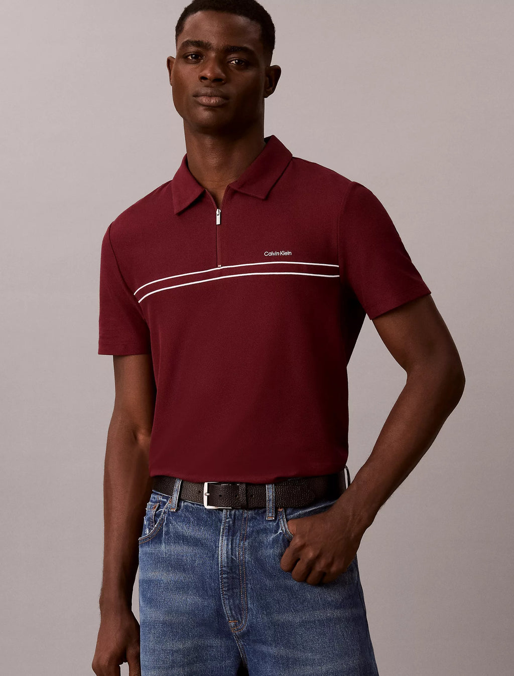 Chemise regular con cremallera y linea central