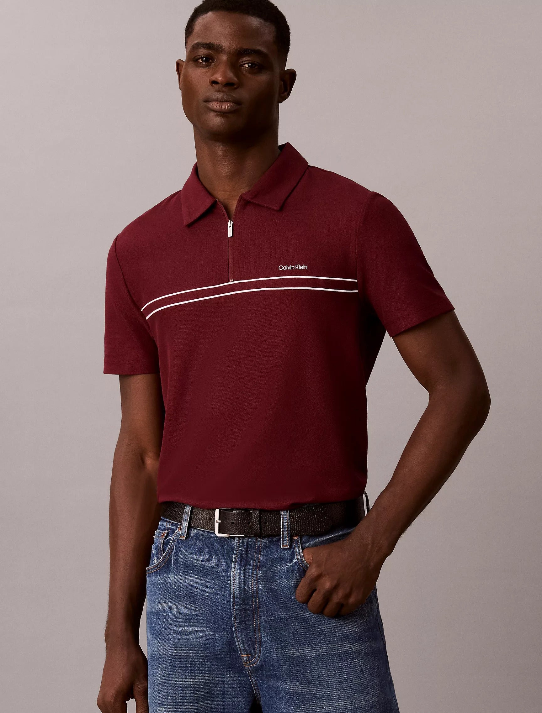 Chemise regular con cremallera y linea central