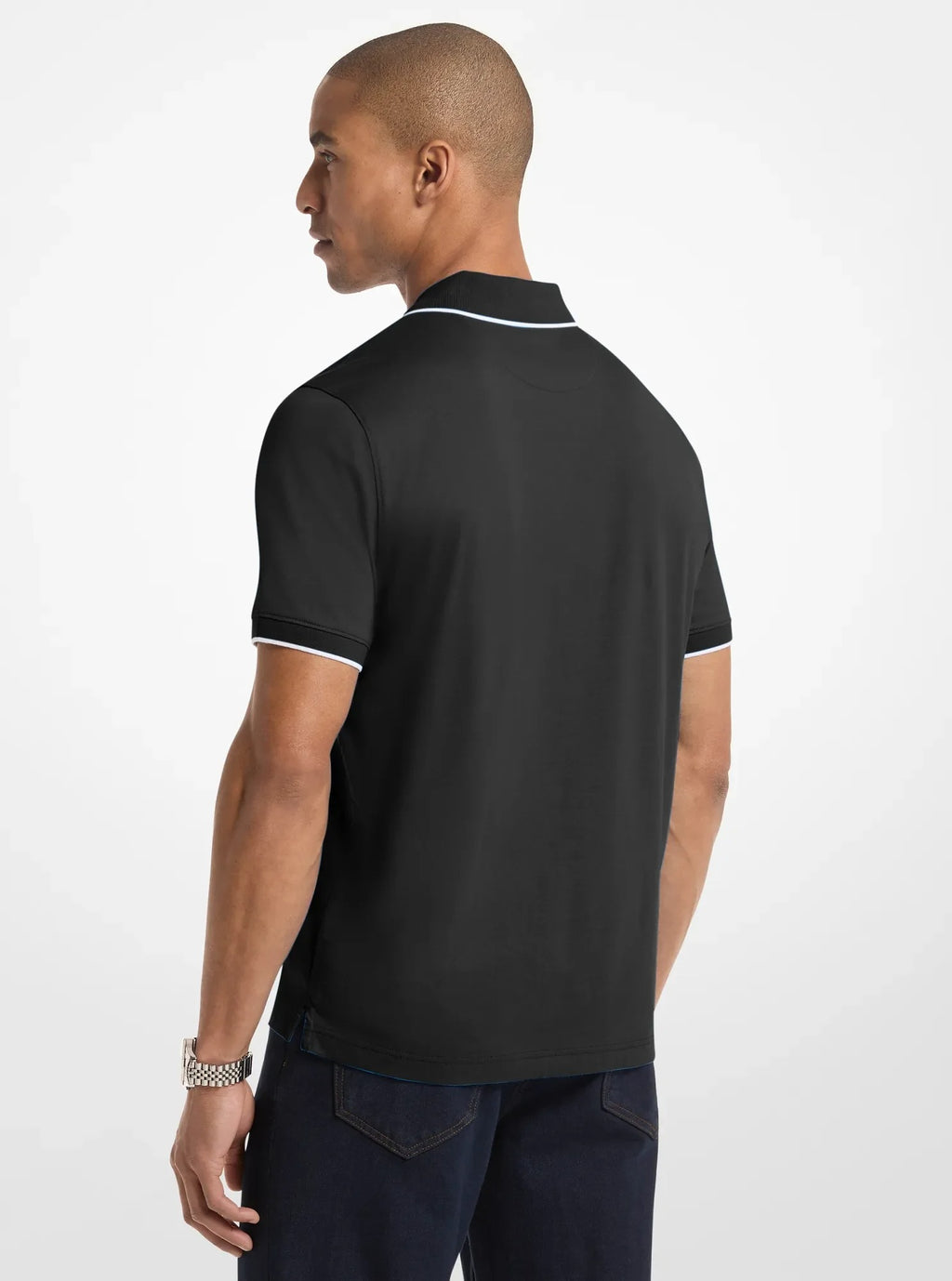 Chemise de algodón con cuello y mangas ribeteadas