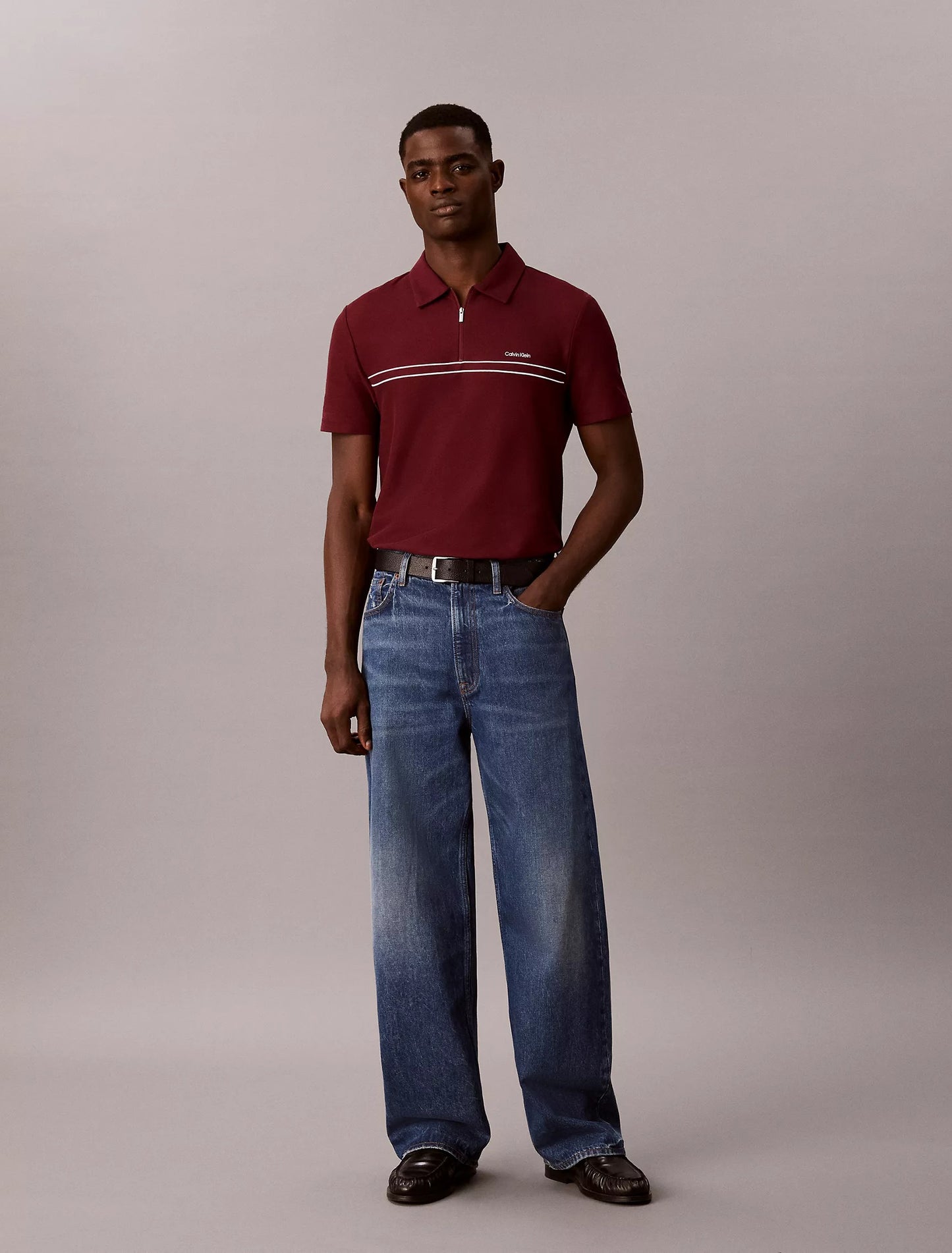 Chemise regular con cremallera y linea central