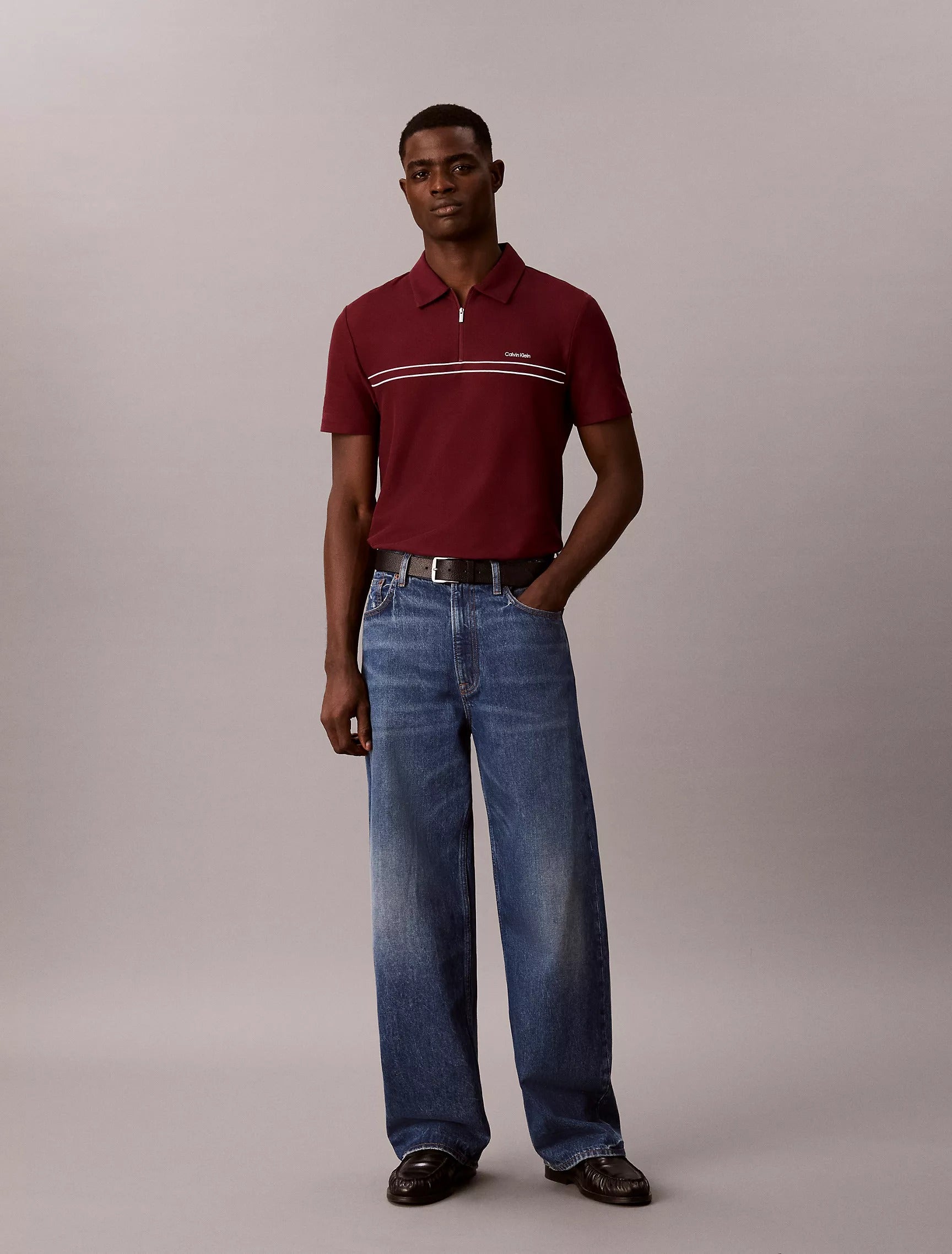 Chemise regular con cremallera y linea central