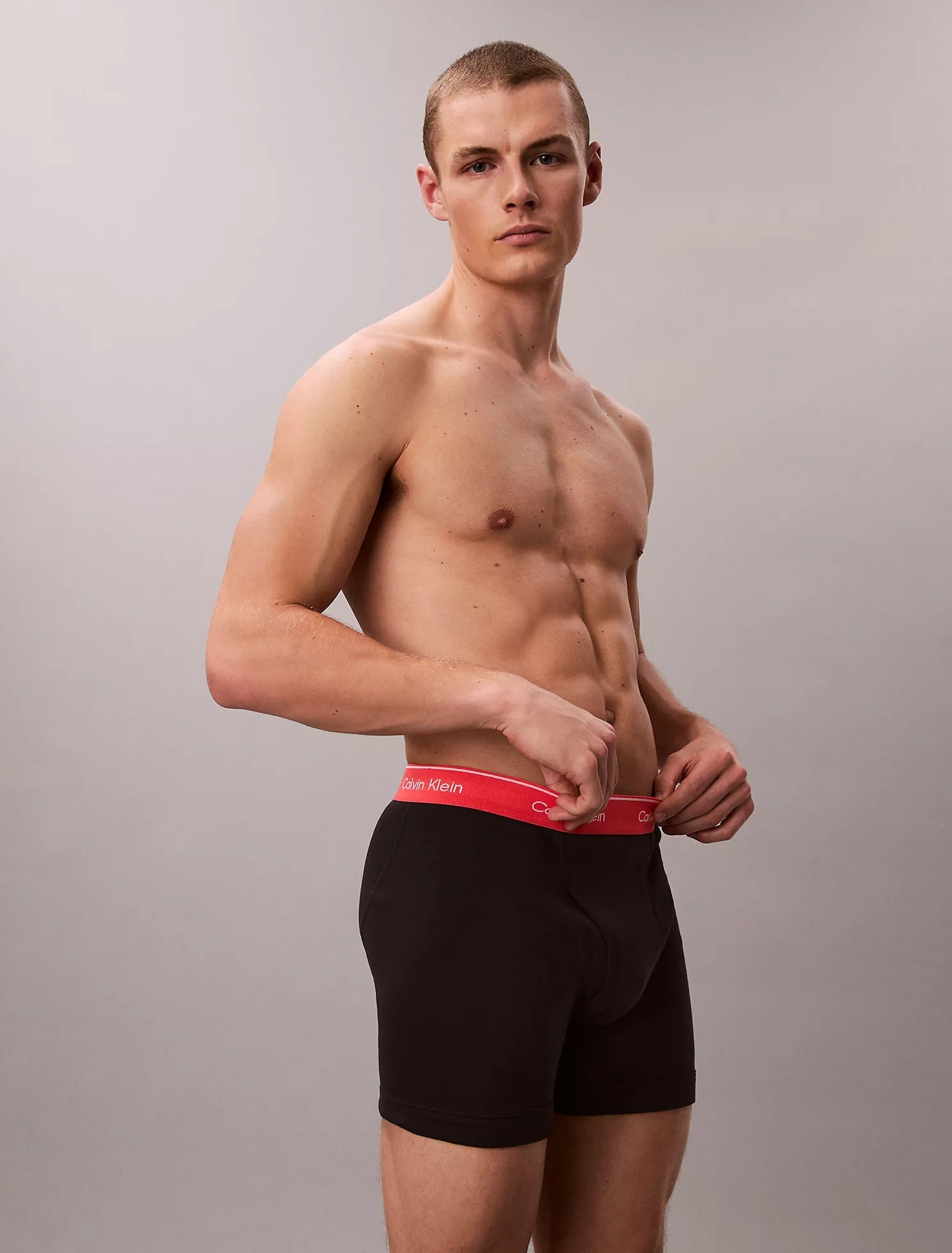 5 Pack Boxer largos de algodón con logo en cinta