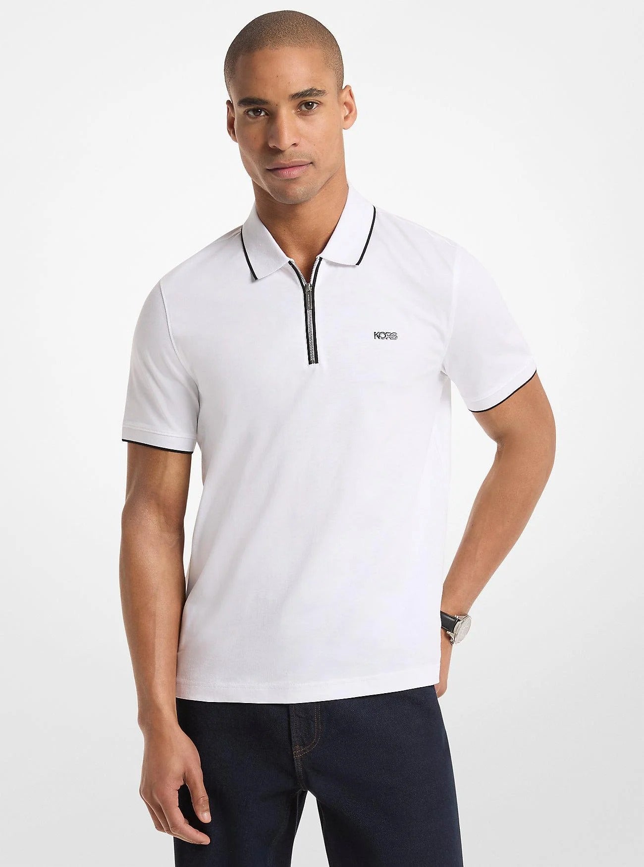 Chemise de algodón con cuello y mangas ribeteadas