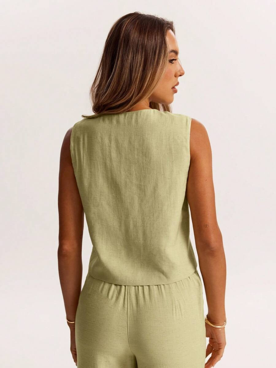 Blusa de lino sin mangas