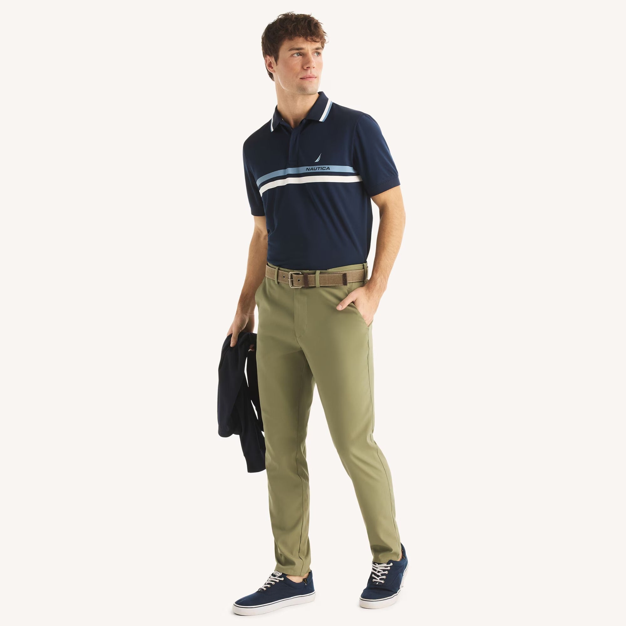 Chemise Navtech con cuello ribeteado y franja central