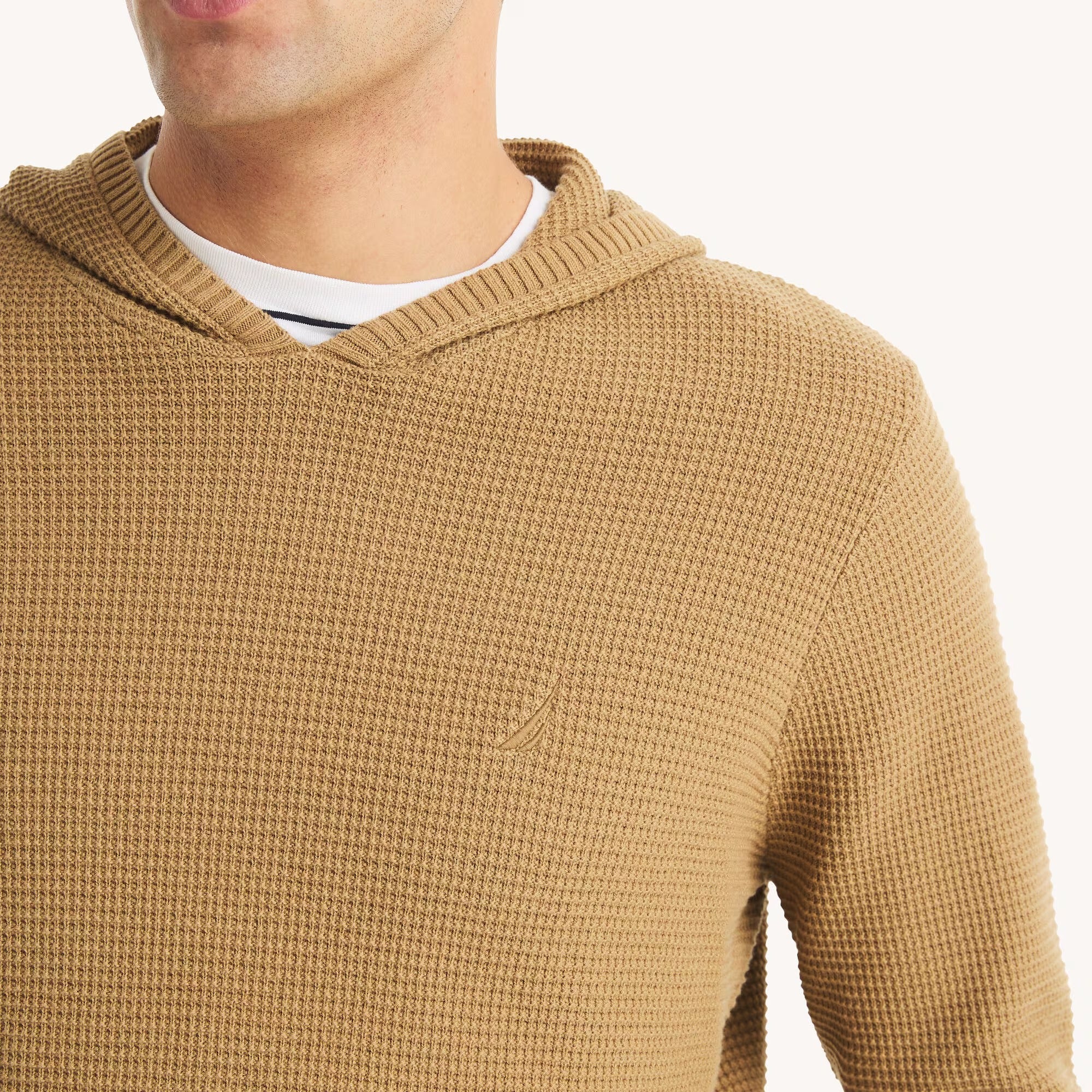 Sudadera waffle unicolor con capucha