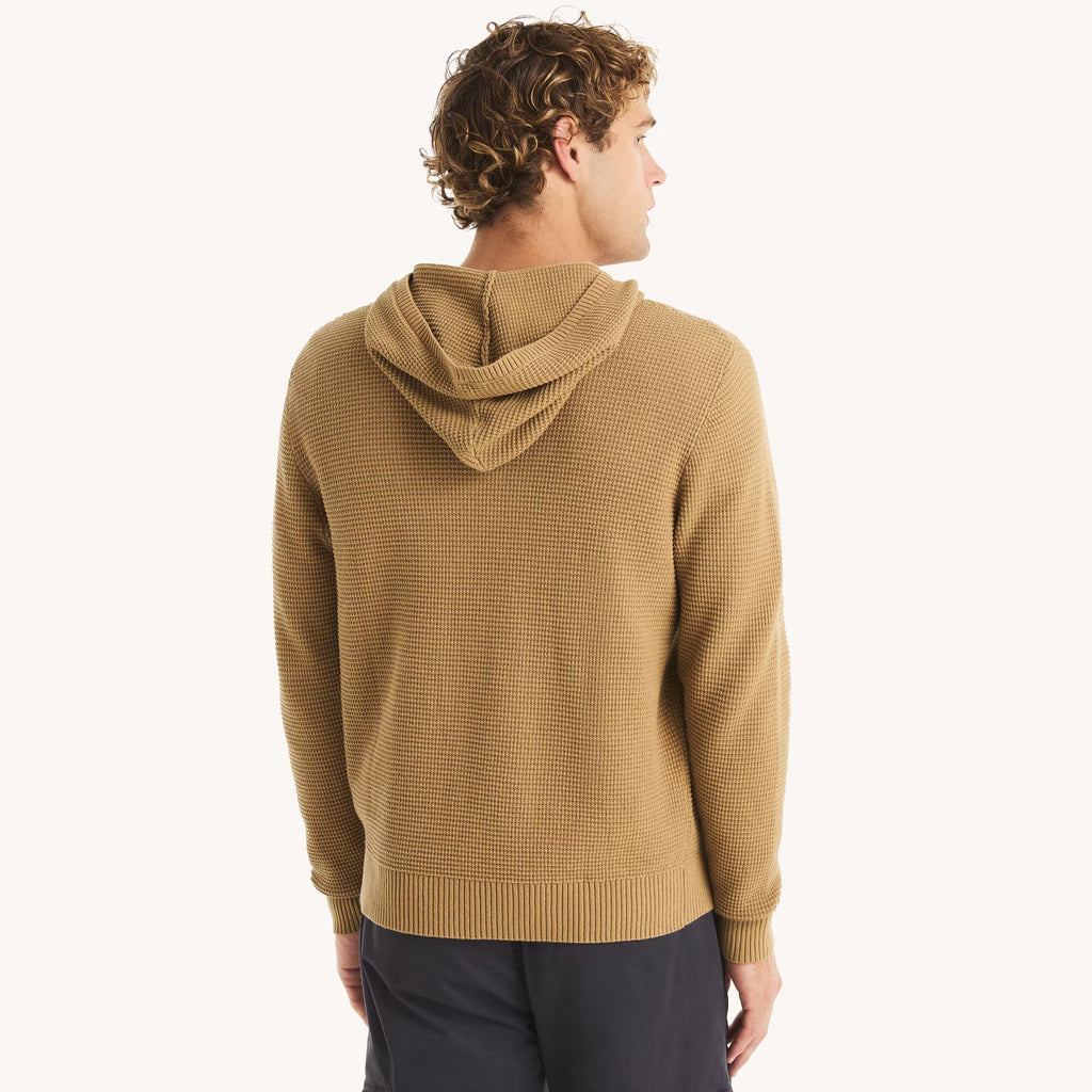Sudadera waffle unicolor con capucha